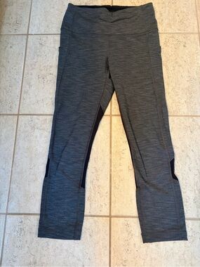Lululemon Charcoal Grey Leggings with Black Mesh Insets